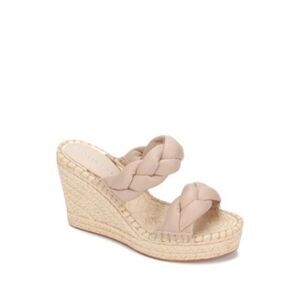 KENNETH COLE NEW YORK Womens Beige 1-1/2" Platform Wedge Sandals Shoes 7 M